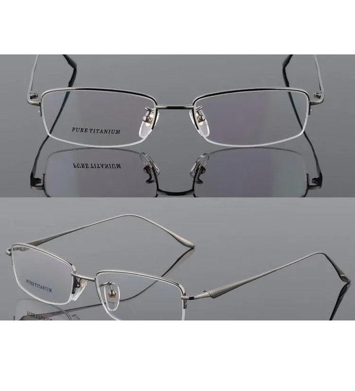 Unisex Titanium Half Rim Eyeglasses Round Box Frame 8272