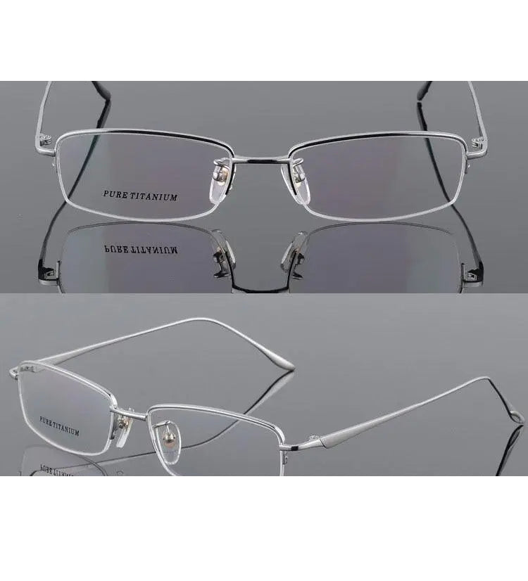 Unisex Titanium Half Rim Eyeglasses Round Box Frame 8272