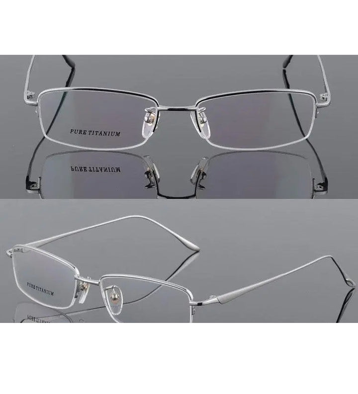 Unisex Titanium Half Rim Eyeglasses Round Box Frame 8272