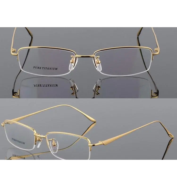 Unisex Titanium Half Rim Eyeglasses Round Box Frame 8272