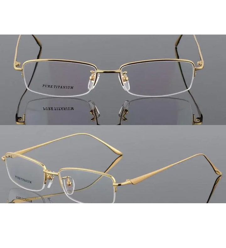 Unisex Titanium Half Rim Eyeglasses Round Box Frame 8272