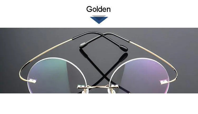 Hotochki Unisex Round Rimless Alloy Frame Eyeglasses