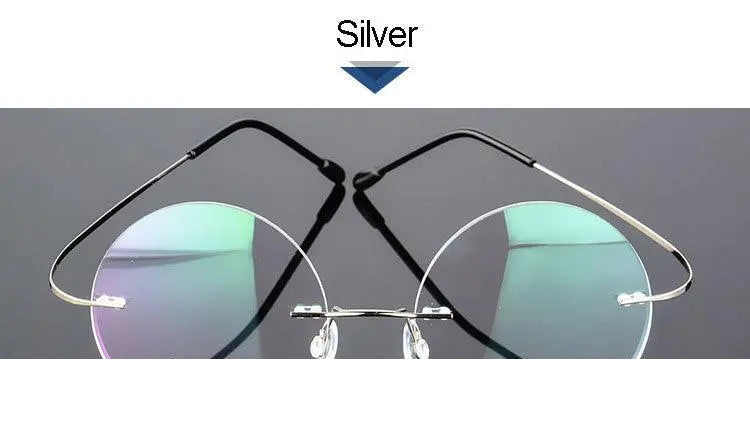 Hotochki Unisex Round Rimless Alloy Frame Eyeglasses