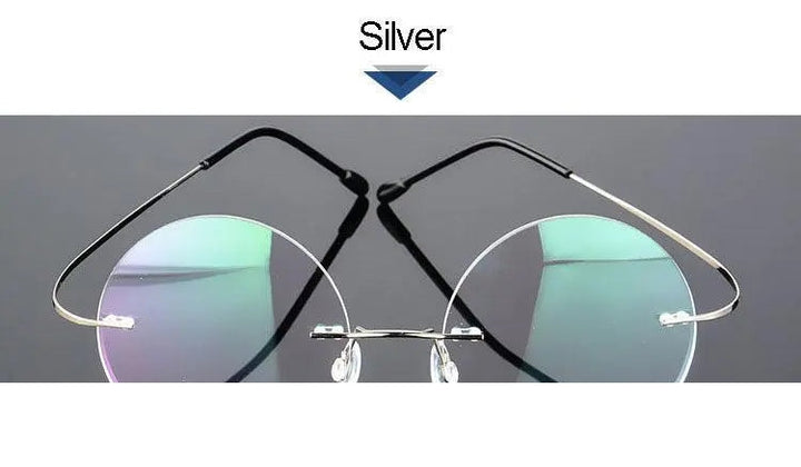 Hotochki Unisex Round Rimless Alloy Frame Eyeglasses