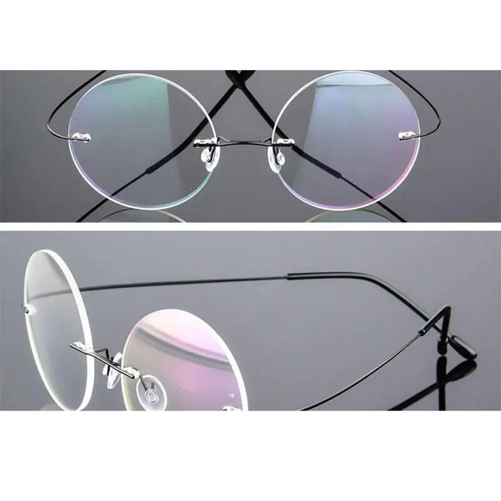 Hotochki Unisex Round Rimless Alloy Frame Eyeglasses