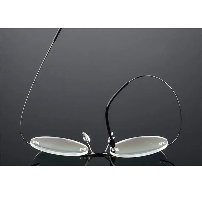 Hotochki Unisex Round Rimless Alloy Frame Eyeglasses
