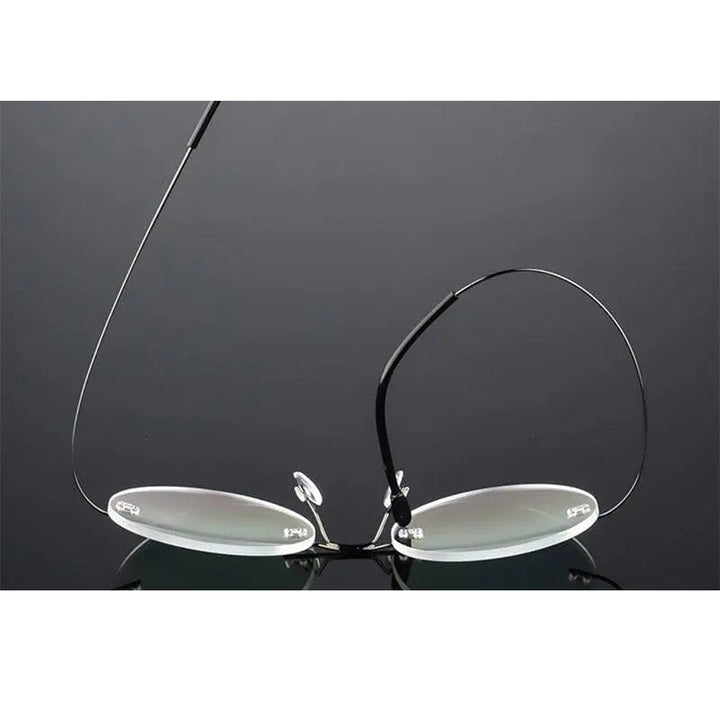Hotochki Unisex Round Rimless Alloy Frame Eyeglasses