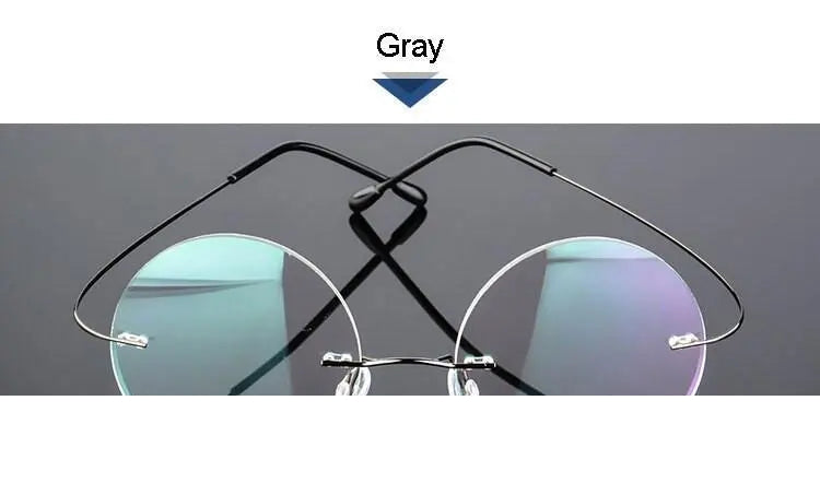 Hotochki Unisex Round Rimless Alloy Frame Eyeglasses