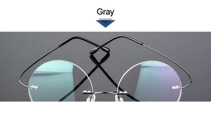 Hotochki Unisex Round Rimless Alloy Frame Eyeglasses