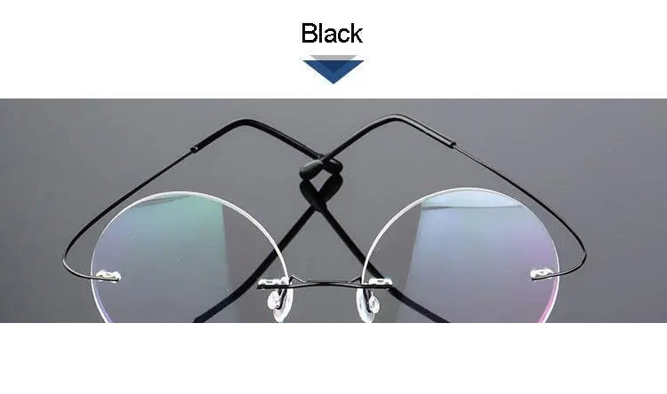 Hotochki Unisex Round Rimless Alloy Frame Eyeglasses