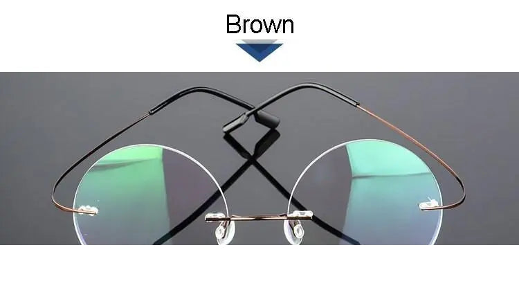 Hotochki Unisex Round Rimless Alloy Frame Eyeglasses