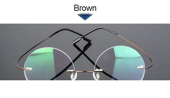 Hotochki Unisex Round Rimless Alloy Frame Eyeglasses