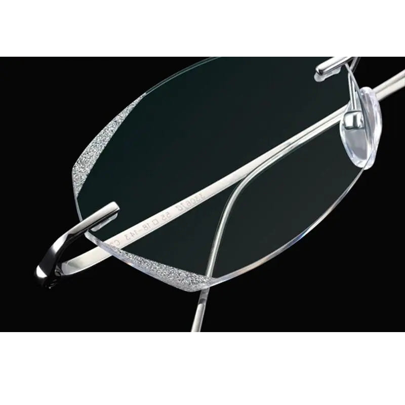 Chashma Unisex Rimless Diamond Cut Titanium Frame Custom Lens Eyeglasses 3306