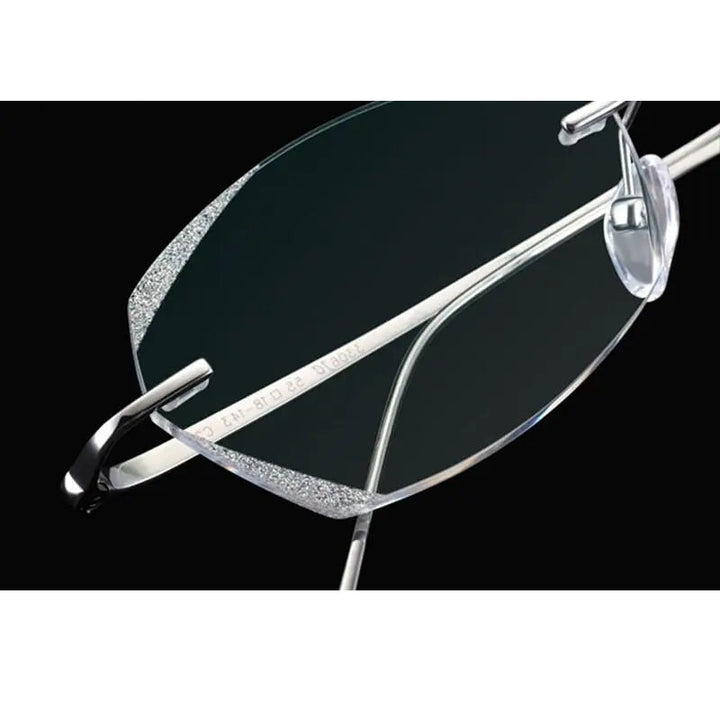 Chashma Unisex Rimless Diamond Cut Titanium Frame Custom Lens Eyeglasses 3306