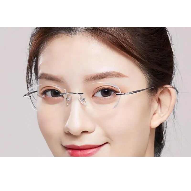 Chashma Unisex Rimless Diamond Cut Titanium Frame Custom Lens Eyeglasses 3306