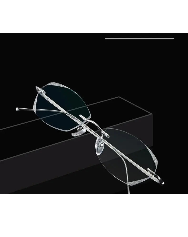 Chashma Unisex Rimless Diamond Cut Titanium Frame Custom Lens Eyeglasses 3306