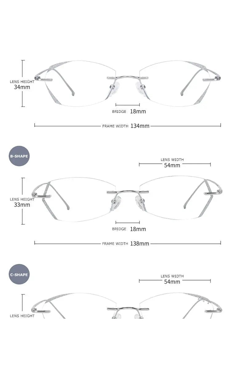 Chashma Unisex Rimless Diamond Cut Titanium Frame Custom Lens Eyeglasses 3306