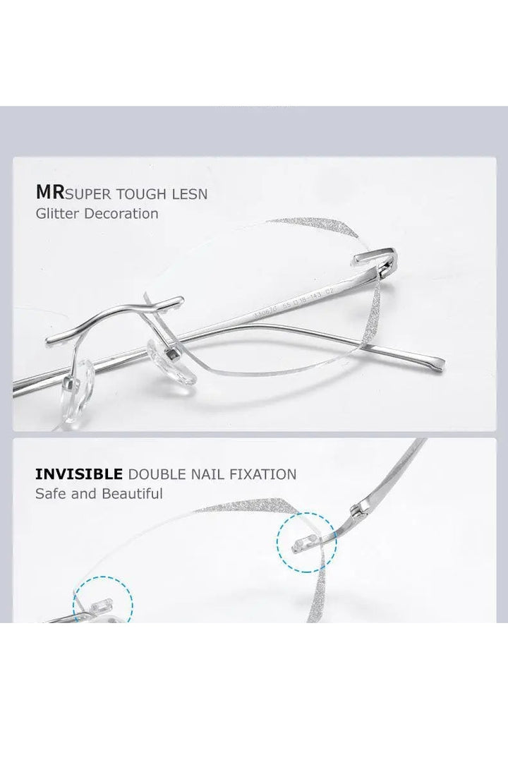 Chashma Unisex Rimless Diamond Cut Titanium Frame Custom Lens Eyeglasses 3306
