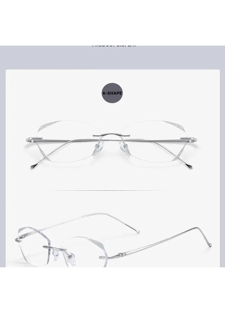 Chashma Unisex Rimless Diamond Cut Titanium Frame Custom Lens Eyeglasses 3306
