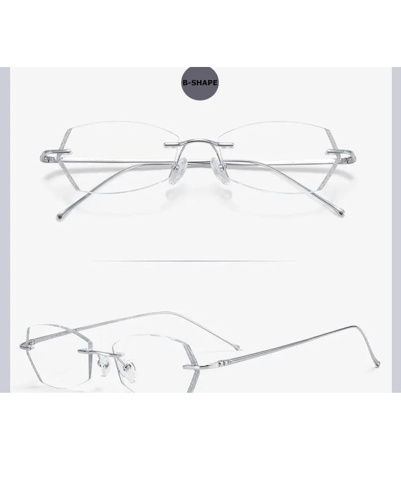 Chashma Unisex Rimless Diamond Cut Titanium Frame Custom Lens Eyeglasses 3306