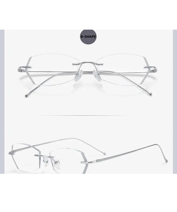 Chashma Unisex Rimless Diamond Cut Titanium Frame Custom Lens Eyeglasses 3306