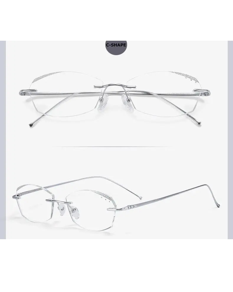 Chashma Unisex Rimless Diamond Cut Titanium Frame Custom Lens Eyeglasses 3306