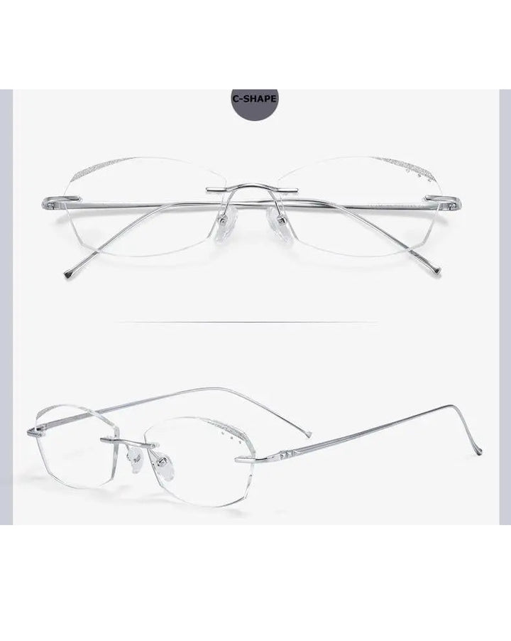 Chashma Unisex Rimless Diamond Cut Titanium Frame Custom Lens Eyeglasses 3306