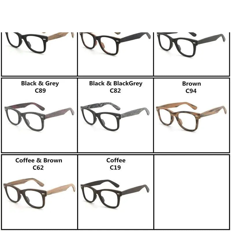 Hdcrafter Unisex Full Rim Square Round Wood Frame Eyeglasses Lhb031