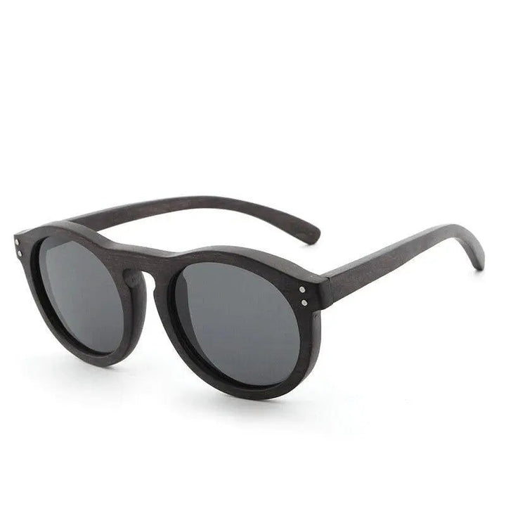 Hdcrafter Unisex Full Rim Round Bamboo Wood Frame Polarized Sunglasses Lw3016