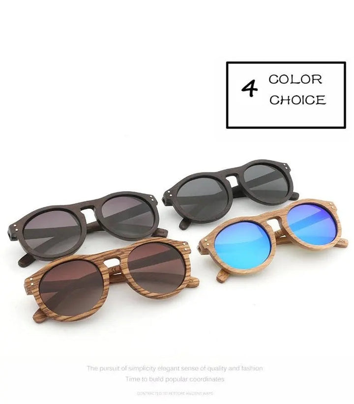 Hdcrafter Unisex Full Rim Round Bamboo Wood Frame Polarized Sunglasses Lw3016