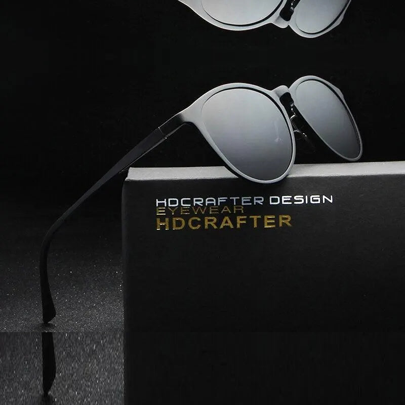 Hdcrafter Unisex Full Rim Oval Round Aluminum Frame Polarized Sunglasses L6625