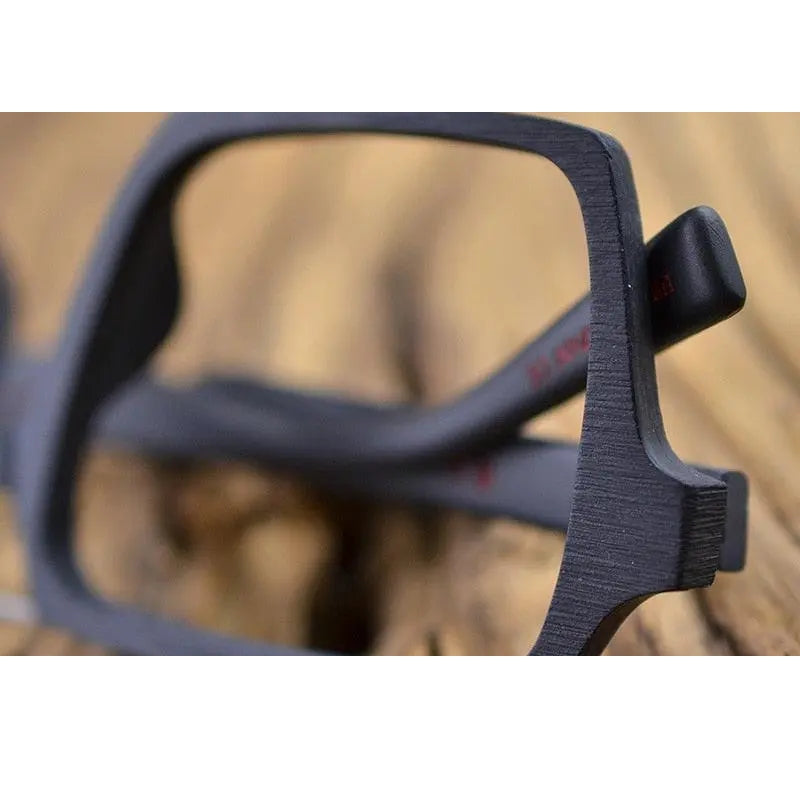 Hdcrafter Unisex Full Rim Square Double Bridge Wood Alloy Frame Oversize Eyeglasses Ps9016