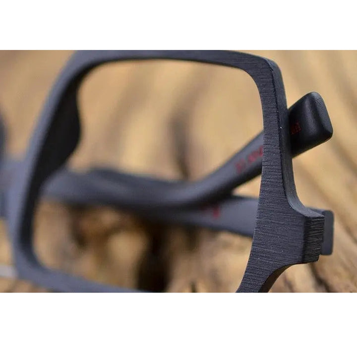 Hdcrafter Unisex Full Rim Square Double Bridge Wood Alloy Frame Oversize Eyeglasses Ps9016