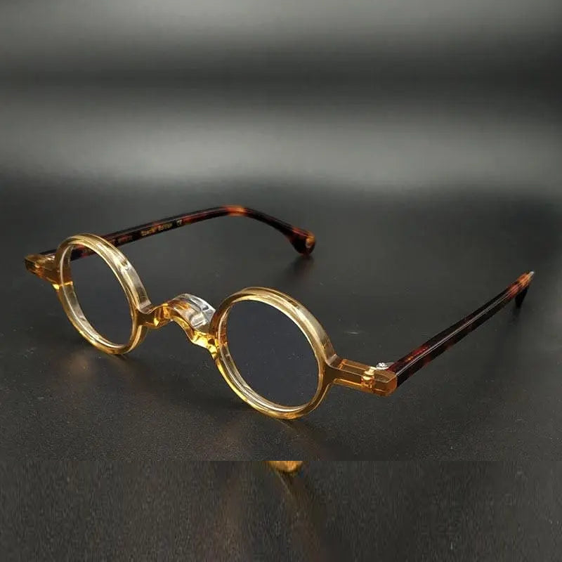 Yujo Unisex Full Rim Small Round 34mm Handcrafted Acetate Eyeglasses