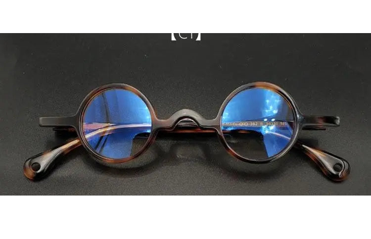 Yujo Unisex Full Rim Small Round 34mm Handcrafted Acetate Eyeglasses