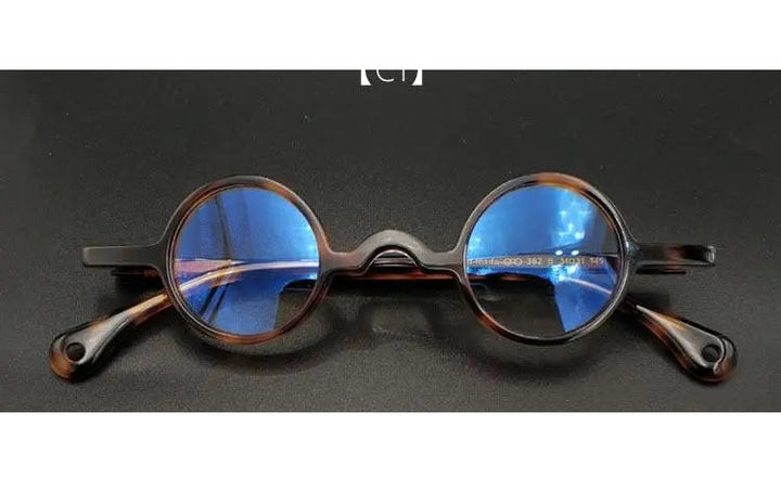 Yujo Unisex Full Rim Small Round 34mm Handcrafted Acetate Eyeglasses