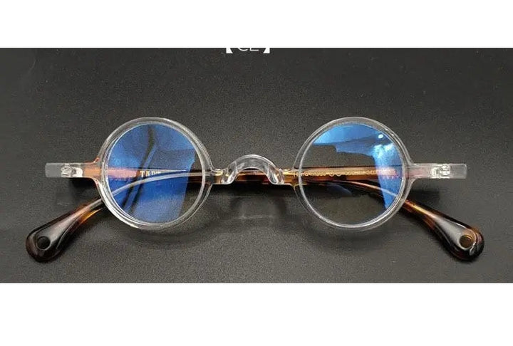 Yujo Unisex Full Rim Small Round 34mm Handcrafted Acetate Eyeglasses