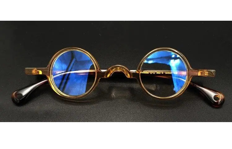Yujo Unisex Full Rim Small Round 34mm Handcrafted Acetate Eyeglasses