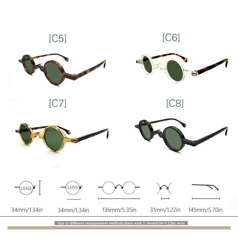 Yujo Unisex Full Rim Small Round 34mm Handcrafted Acetate Eyeglasses