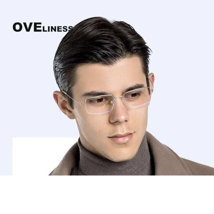 Oveliness Unisex Full Rim Square Screwless Titanium Alloy Eyeglasses