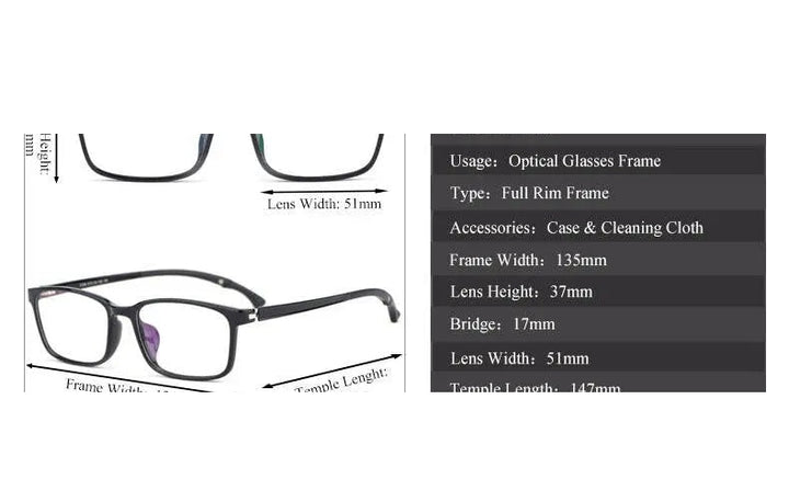 Chashma Ochki Unisex Full Rim Square Tr 90 Titanium Eyeglasses 5106