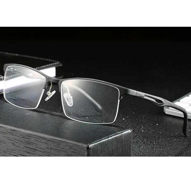 Chashma Ochki Unisex Large Semi Rim Square Aluminum Magnesium Sport Eyeglasses 6323