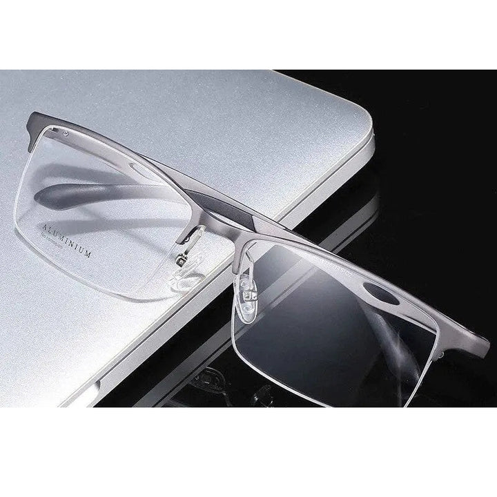 Chashma Ochki Unisex Large Semi Rim Square Aluminum Magnesium Sport Eyeglasses 6323