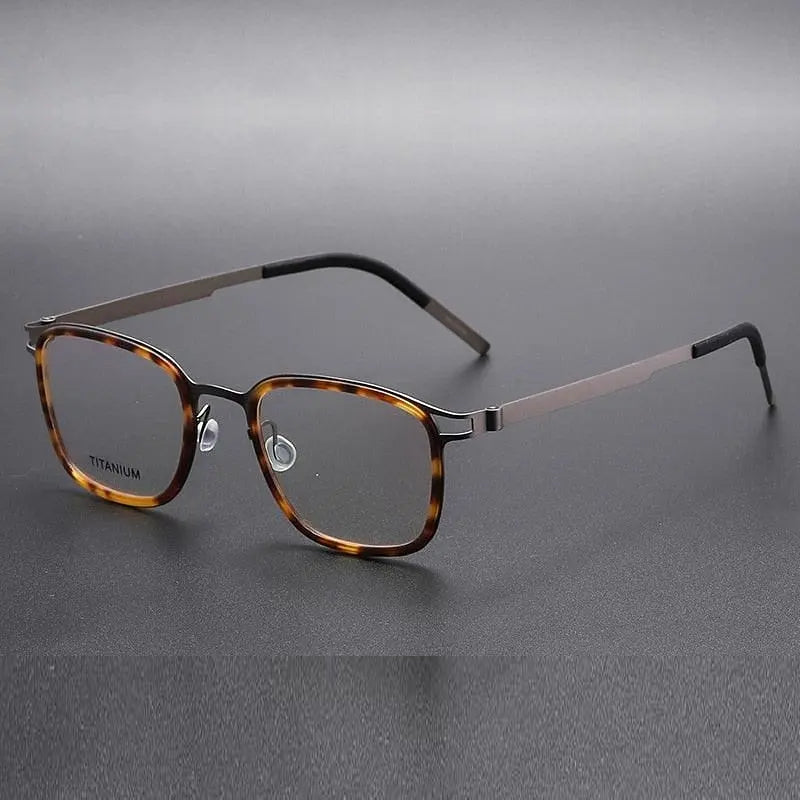 Chashma Ottica Unisex Full Rim Square Acetate Titanium Eyeglasses 9912