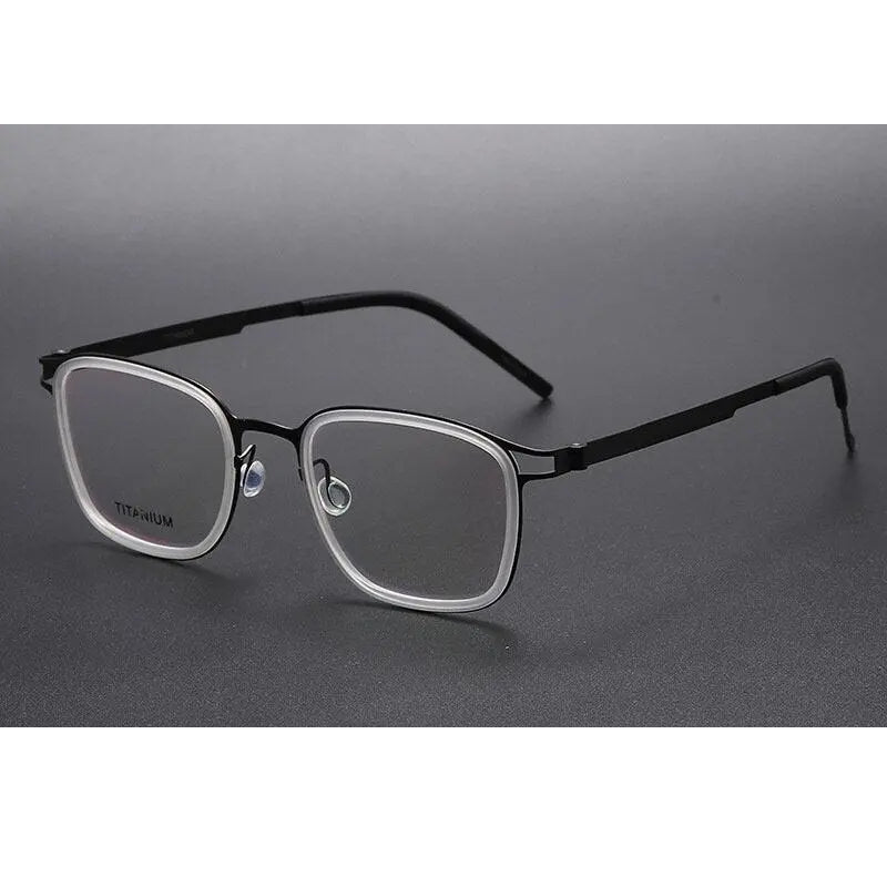 Chashma Ottica Unisex Full Rim Square Acetate Titanium Eyeglasses 9912