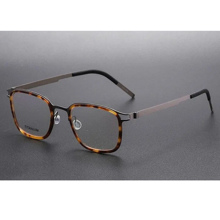 Chashma Ottica Unisex Full Rim Square Acetate Titanium Eyeglasses 9912