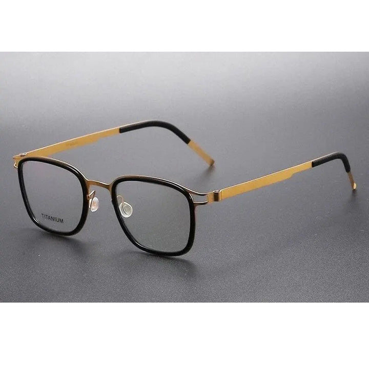Chashma Ottica Unisex Full Rim Square Acetate Titanium Eyeglasses 9912