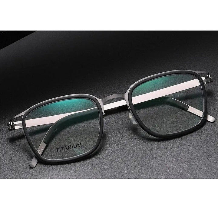 Chashma Ottica Unisex Full Rim Square Acetate Titanium Eyeglasses 9912