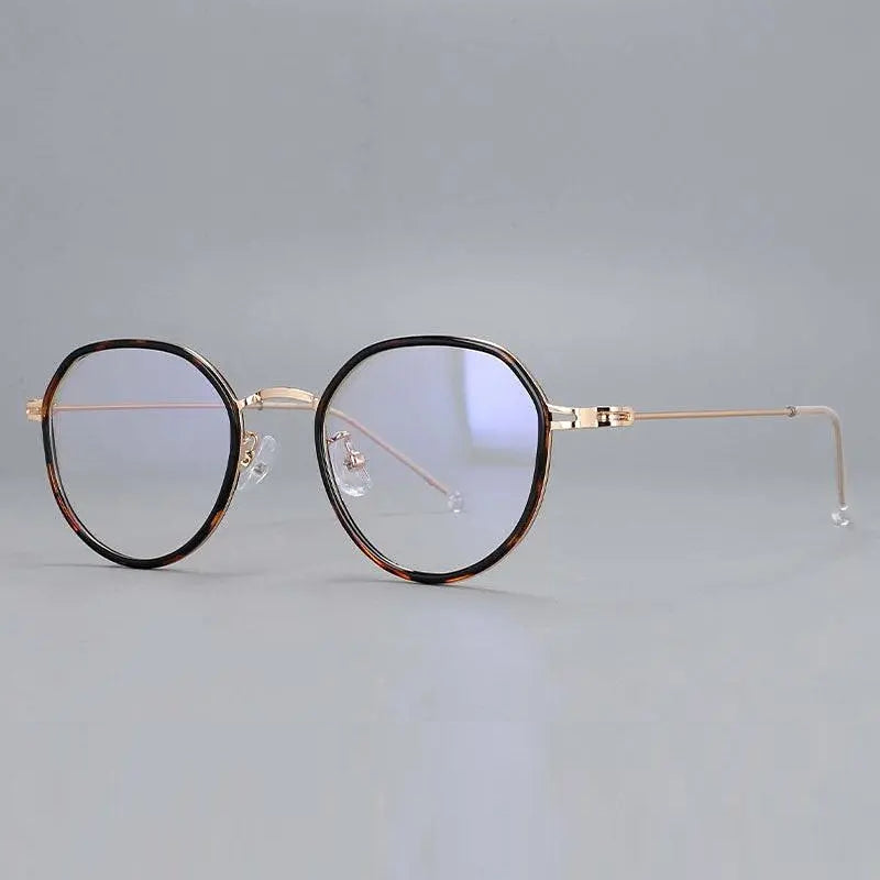 CCspace Unisex Full Rim Irregular Round Tr 90 Titanium Eyeglasses 53262