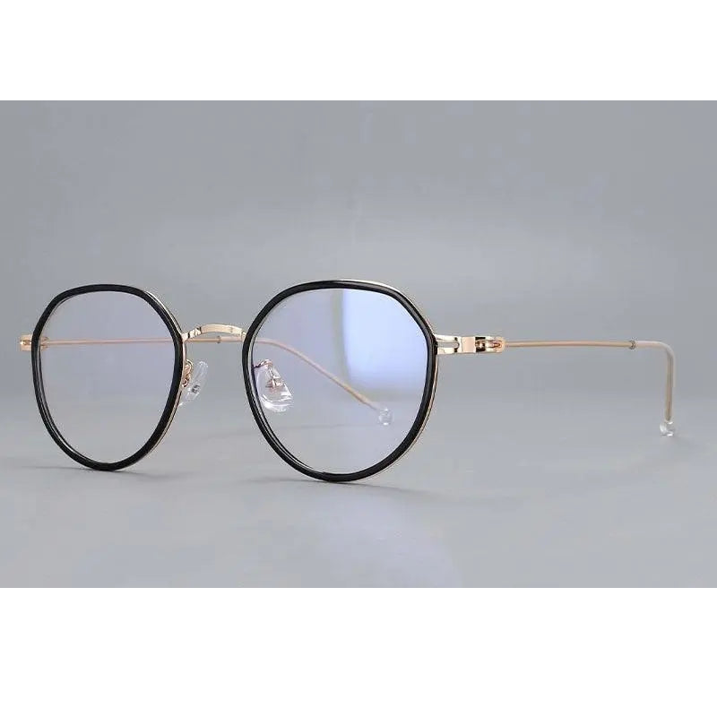 CCspace Unisex Full Rim Irregular Round Tr 90 Titanium Eyeglasses 53262